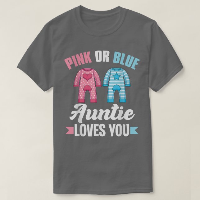 Camiseta Tia chá de fraldas Rosa Ou Tia Azul Te Ama Gen (Frente do Design)