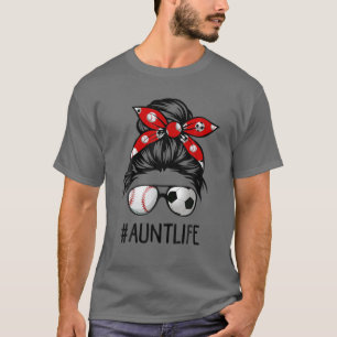 Camiseta Tia Clássica, Futebol Mensageiro Bun Baseball Mãe'