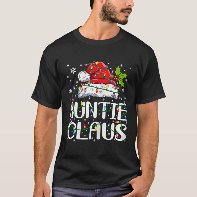 Camiseta Tia Claus Natal Luzes Pajama Família Matchi (Frente)