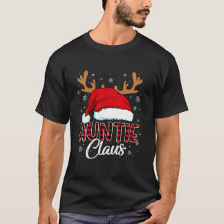 Camiseta Tia Claus Santa Hat Reindeer Xadrez Vermelha