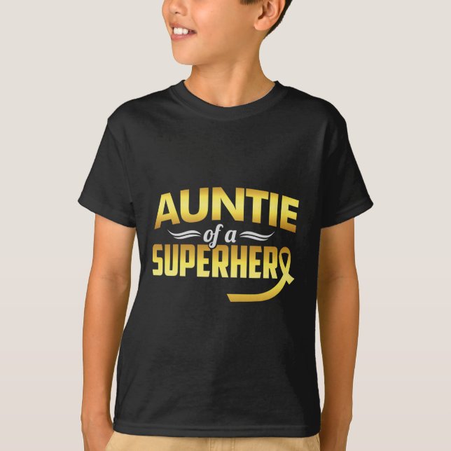 Camiseta Tia Da Consciência Do Cancer De Super-Herói (Frente)