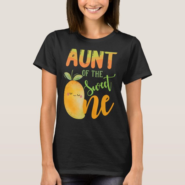 Camiseta Tia Da Doce Família Mango De Um primeiro aniversar (Frente)