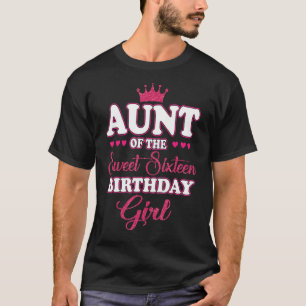 Camiseta Tia da Doce Menina de 16 de Aniversário Rosa 16