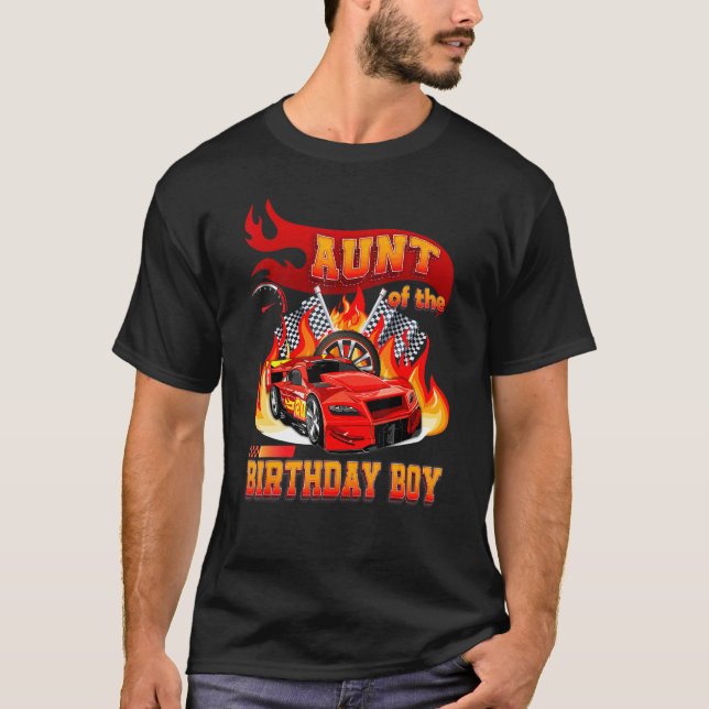 Camiseta Tia Da Família Birthday Boy Racing Car Birthday (Frente)