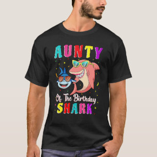 Camiseta Tia Da Família De Aniversário Do Tubarão Que Corre