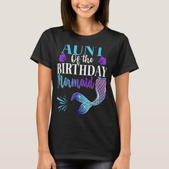 Camiseta Tia Da Família De Sereias De Aniversário, B-Day (Frente)