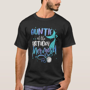 Camiseta Tia Da Família De Sereias De Aniversário, Par De C