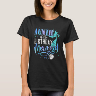 Camiseta Tia Da Família De Sereias De Aniversário, Par De C