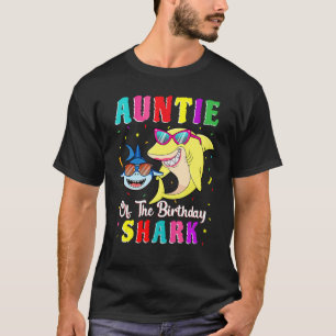 Camiseta Tia Da Família Shark Birthday Que Corresponde Ao N