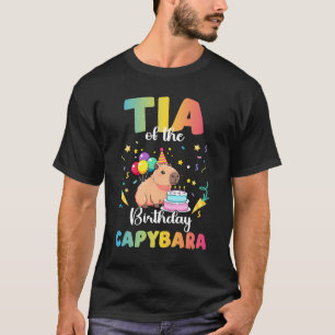 Camiseta Tia Da Festa De Aniversário Da Garota Capybara Bda