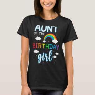 Camiseta Tia da garota de aniversário da família Rainbow Ma