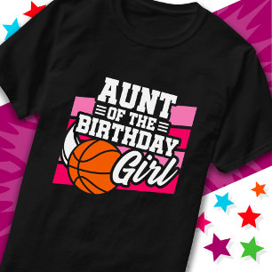 Camiseta Tia da garota de aniversário do Partido de Basquet