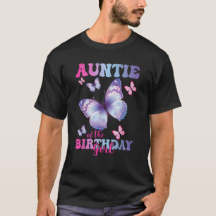 Camiseta Tia da Menina do Aniversário da Festa da Borboleta