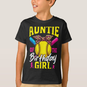 Camiseta Tia da Menina do Aniversário de Softbol Aniversári