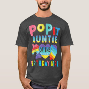 Camiseta tia da Menina do Aniversário Pop It Unicorn Aniver