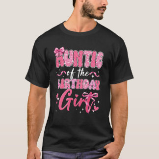 Camiseta Tia Da Menina Do Aniversário Rosa Coquette Laço Fa