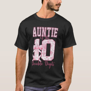 Camiseta Tia da Menina que Faz 10 Anos Laço Pink Coquette