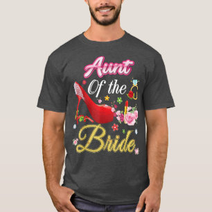 Camiseta Tia Da Noiva Feliz Casamento Flor Rosa Calçado M