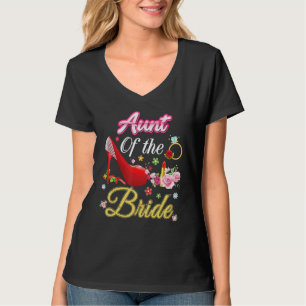 Camiseta Tia Da Noiva Feliz Casamento Flor Rosa Calçado M