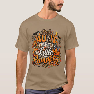 Camiseta Tia da Pequena Abóbora Fofa Halloween Leopardo 