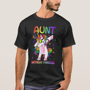 Camiseta Tia Da Princesa de Aniversário A Dabbing Unicorn