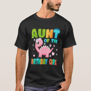Camiseta Tia Da Rapariga De Aniversário Nascida Da Tia Dino