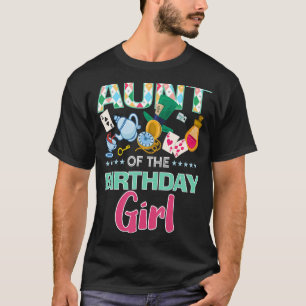 Camiseta Tia Da Rapariga De Aniversário Onederland Pink Tea