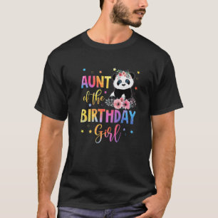 Camiseta Tia Da Rapariga De Aniversário Panda Bear Mãe Fl