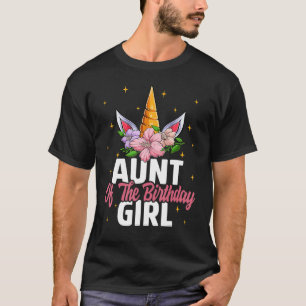 Camiseta Tia Da Rapariga De Aniversário Unicórn Girls Unico