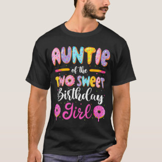 Camiseta Tia das duas meninas doces de aniversário donut 2º