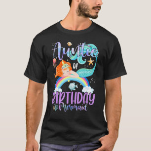 Camiseta Tia Das Raparigas De Aniversário Da Sereia Da Famí
