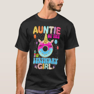 Camiseta Tia Das Raparigas De Aniversário Rosquinha Unicorn