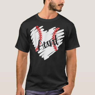 Camiseta Tia de Beisebol Coração Bola Divertido Orgulhosa T