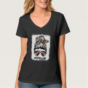 Camiseta Tia De Futebol Branqueada Messy Bun Tia Life Mothe