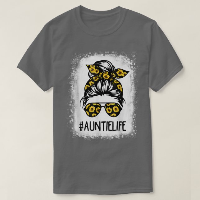 Camiseta Tia de Vida Branqueada com Girassol Mensageiro (Frente do Design)