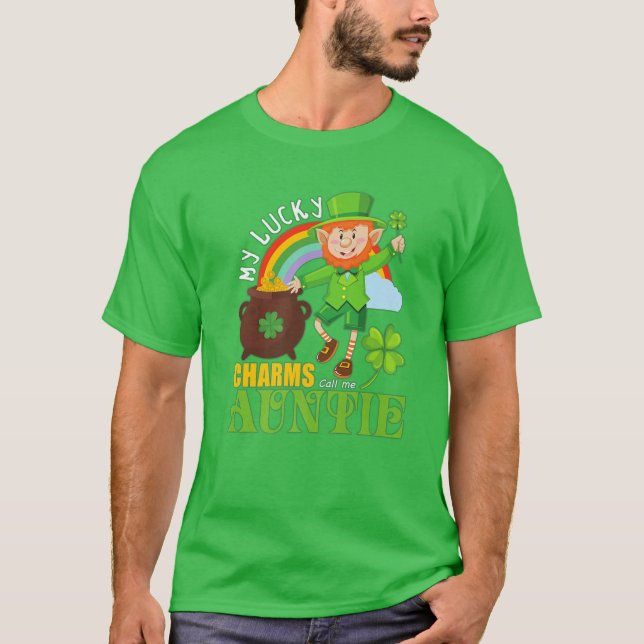 Camiseta Tia divertida Paddy Day St Patricks Sortudos Chama (Frente)