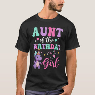 Camiseta Tia Do Aniversário Para A Festa T-Rex Do Dinossaur