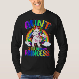 Camiseta Tia Do Aniversário Princesa Flageando Unicorn Bir