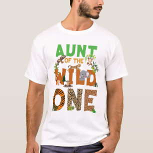 Camiseta Tia Do Aniversário Selvagem Um Safari Aniversário