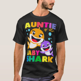 Camiseta Tia Do Bebê Tubarão De Aniversário Da Tia-Tia Aun