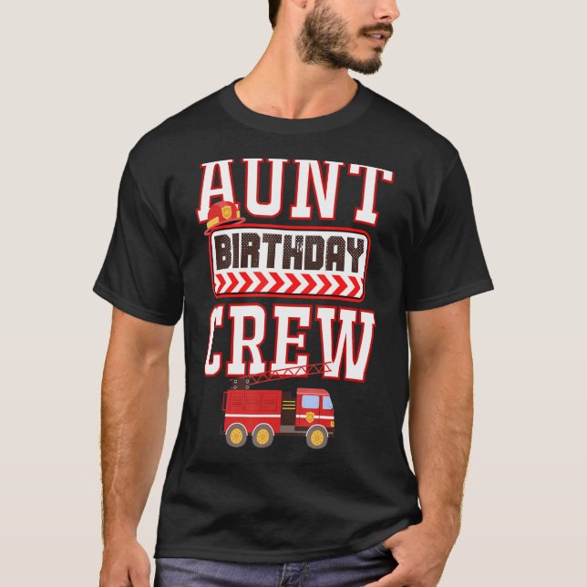 Camiseta Tia do Birthday Boy Fire Fireman Hostin (Frente)