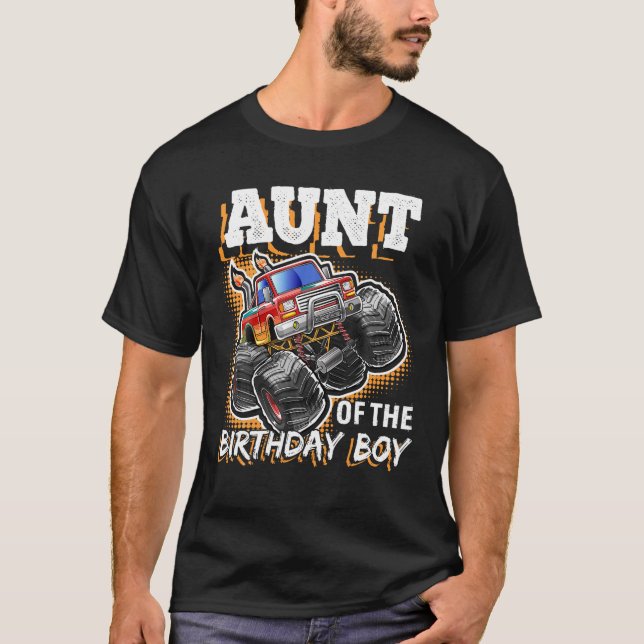 Camiseta Tia do Birthday Boy Monster Truck Birthday Gi (Frente)