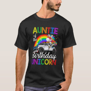 Camiseta Tia Do Caminhão Monstro Do Unicórnio De Aniversári
