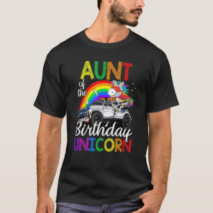 Camiseta Tia Do Caminhão Monstro Do Unicórnio De Aniversári