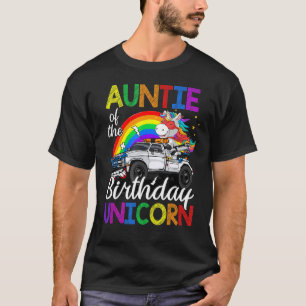 Camiseta Tia Do Caminhão Monstro Do Unicórnio De Aniversári