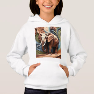 Camiseta Tia do Elefante em Tons Terrosos de Corte de Papel