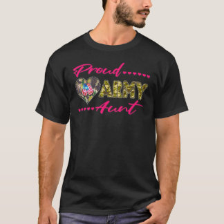 Camiseta Tia do Exército Orgulhosa Camuflagem Bandeira dos