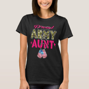 Camiseta Tia do Exército Orgulhosa Camuflagem Bandeira Iden