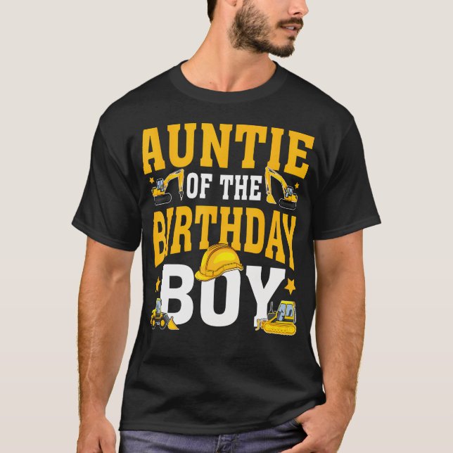 Camiseta Tia do Menino do Aniversário Construção Combinando (Frente)