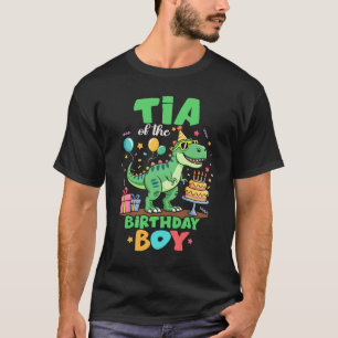 Camiseta Tia Do Menino Do Aniversário Família De Dinossauro